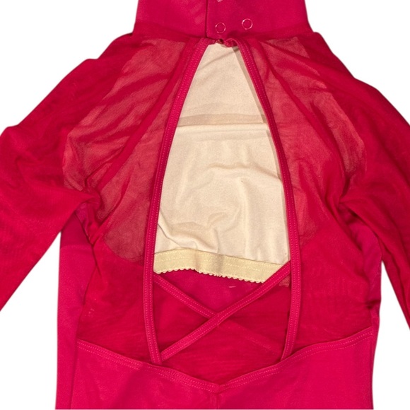 Balera Dancewear | Mesh Sleeve Open Back Leotard Red, Size SA - Picture 6 of 7